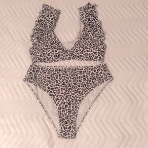 Pink Lily two piece high Wasted leopard print swim